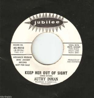 Autry Inman 45 Keep Her Out of Sight (Country) VG+  