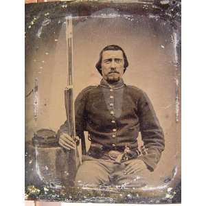   in Union uniform with musket,revolver,cap box,bayonet