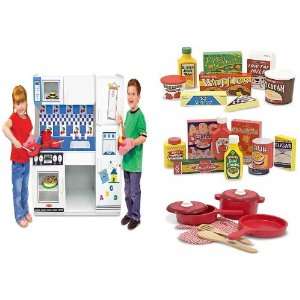  Kitchen Pretend Play Toy Complete Gift Set with Fridge Pantry Play 