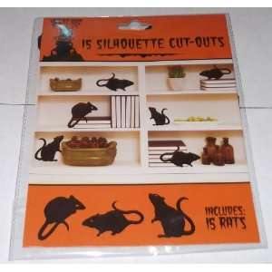  15 Silhouette Cut Outs Black Rats Halloween Decor Haunted 