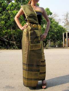Ladies Traditional Thailand Wedding Dress or Thai Dance Outfit Golden 
