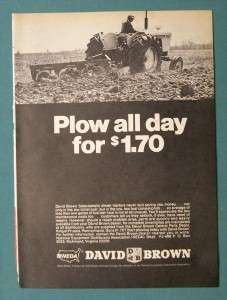 1968 David Brown 1200 Tractor Ad PLOW ALL DAY FOR $1.70  