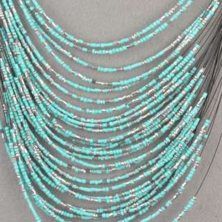 Glass Beads Amazing Multilayer Jewelry Pendant Necklace Earrings Set 