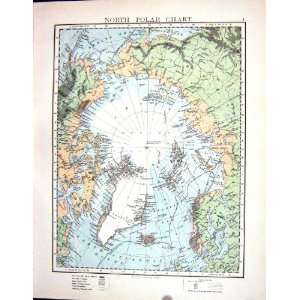  Johnston Antique Map 1898 North Polar Chart Mercator World 