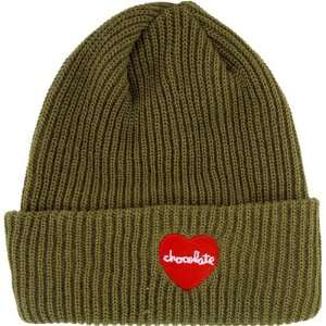  Chocolate Heart Fold Beanie   Olive