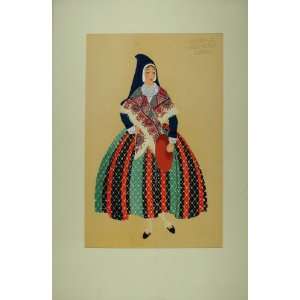   Costume Louvie Bearn France   Orig. Print (Pochoir)