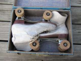 Vintage JC Higgins Roller Skates and Metal Carrying Case  