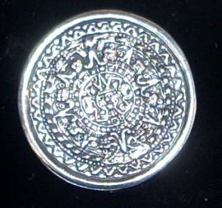   Mexican Sterling Aztec Calendar Motif Brooch with Eagle 28 Mark