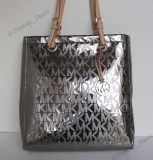   Kors Logo Mirror Metallic PVC Item Tote Handbag Bag Nickel  