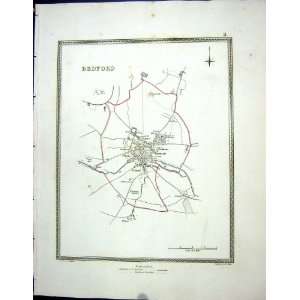  Walker Creighton Antique Map C1850 Plan Bedford England St 