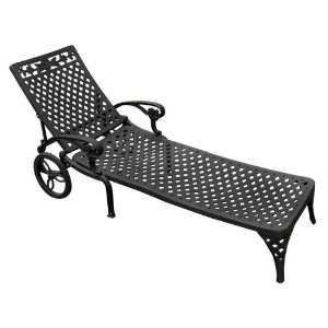   Cast Aluminum Chaise Lounge Chair   Black: Patio, Lawn & Garden