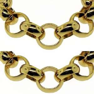 Belcher Chain Necklace   24 k Gold Plated   Mens   16mm, 24 Hip Hop 