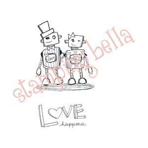 Stamping Bella Unmounted Rubber Stamp Love Robots 