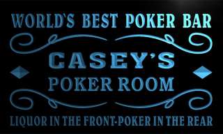qn269 b Caseys Casino Best Poker Room Liquor Bar Beer Neon Light Sign 