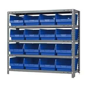  12x36x39 Steel Shelving With 16 6H Shelf Bins Blue: Home 