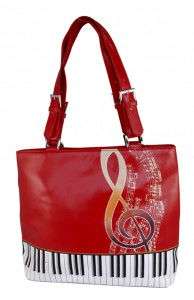 Fashion Designer Tote Handbag Retro Piano Keys   Red   New  