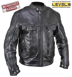 Bandit Buffalo Leather Cruiser Motorcycle Jacket 5XL BLACK  
