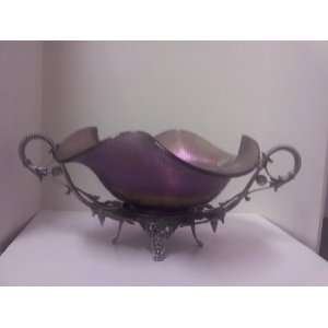  Fenton Aubergine Stretch Glass Bowl With Stand: Home 