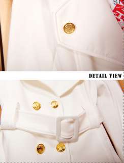 Trendy Womens Double breasted Lapel Neck Basic Jackets Outerwear White 