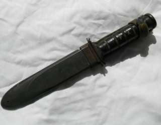 Rare WW 2 era CAMILLUS, NY USN Mark 2 KA BAR combat knife with owners 