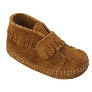 Minnetonka Moccasin 1122 Infant Velcro Front Strap Bootie in Brown