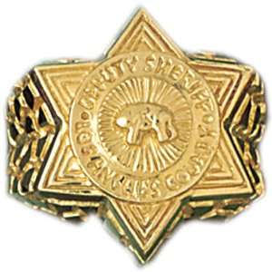  14kt Yellow Gold Police Badge Mens Ring Jewelry