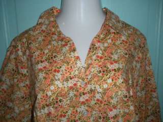  Country Floral Blouse Shirt NWOT BASIC EDITIONS Stretch Cotton  