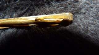 Vintage Gold HICKOK Tie Clip   lines, curved edges  