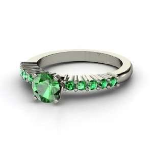  Tiana Ring, Round Emerald 14K White Gold Ring: Jewelry