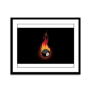    Framed Panel Print Flaming 8 Ball for Pool 
