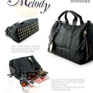   Handbag Studs Studded Rivet Bottom Tote travel shoulder Bag Hobo BB17