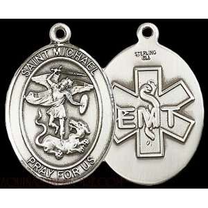  St. Michael EMT Large Sterling Silver Medal: Jewelry