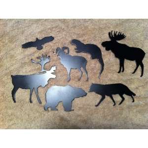  Set of 7 Alaskan Animals Metal Art 