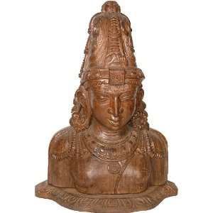  Lord Shiva Bust   South Indian Temple Wood Carving
