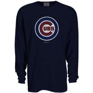   Navy Blue Faded Logo Long Sleeve Thermal T shirt: Sports & Outdoors