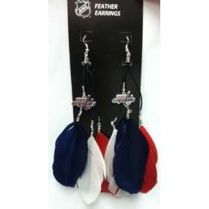  Washington Capitals Feather Hook Earrings with Charms 