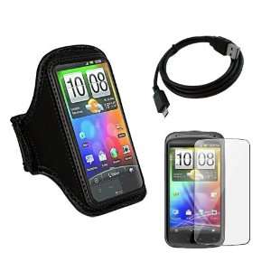 Skque Black Sport Armband Case + Clear Screen Protector + Micro USB 