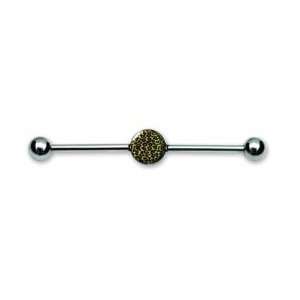  Surgical Steel Industrial Barbell with Small Leopard Print Center 