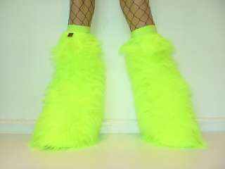 LIMITED EDITION NEON UV YELLOW FLUFFY LEGWARMERS SNOOKI BOOTS  