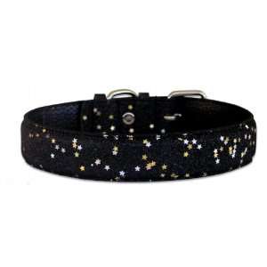  20 Black Bling Bling Glitter leather dog collar: Pet 