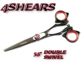 4SHEARS 5.5 Black Double Swivel Hair Cutting Shears  