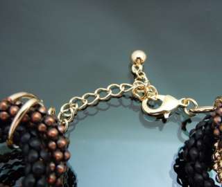 Designer Inspired Chunky 3 tone Grape Metal Tangled Necklace GP/Bronze 