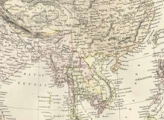 Large Rare Antique Blackie 1882 Folio Atlas Map of ASIA  
