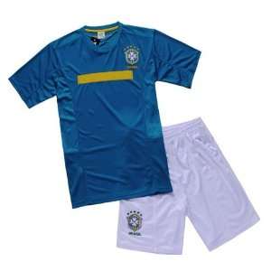 thai quality brazil 11/12 blue away home soccer jersey embroidery logo 