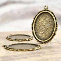 15 Oval Pendants vintage style Cabochon Settings Antique Brass bronze 