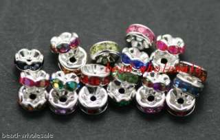1000pcs mixed color crystal&silver plated spacer 6mm  