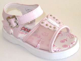 Girls Toddlers Pink & White Sandals Shoe Butterfly Studs Velcro 5   10 