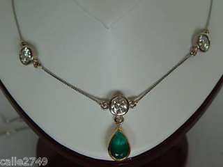 50 Platinum Fine Colombian Emerald Diamond Necklace  