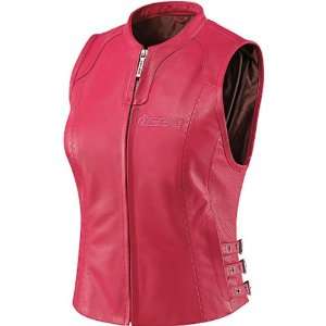  ICON BOMBSHELL WOMENS LEATHER VEST PINK MD/LG Automotive