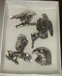 Hawk (Bird of Prey) Lovers Gift Set in Fine English Pewter, Gift Boxed 